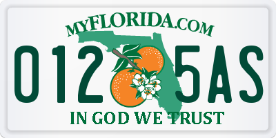 FL license plate 0125AS