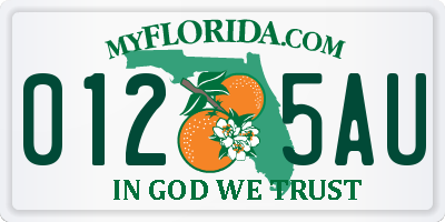 FL license plate 0125AU