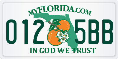 FL license plate 0125BB
