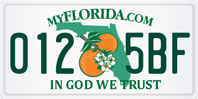 FL license plate 0125BF
