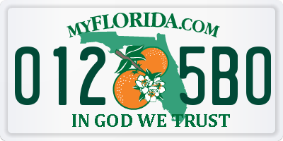 FL license plate 0125BO