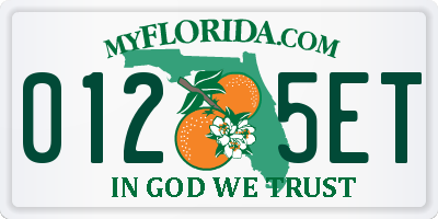 FL license plate 0125ET