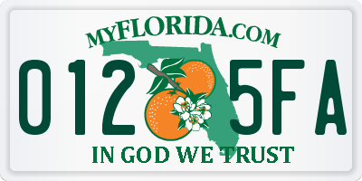 FL license plate 0125FA