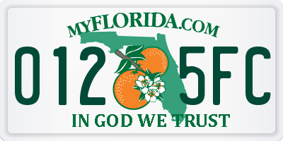 FL license plate 0125FC