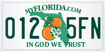 FL license plate 0125FN