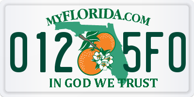 FL license plate 0125FO