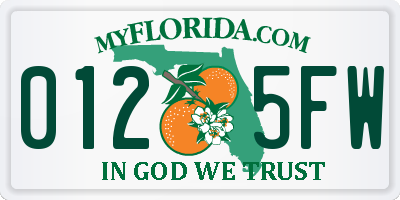 FL license plate 0125FW