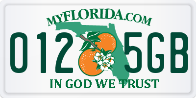 FL license plate 0125GB