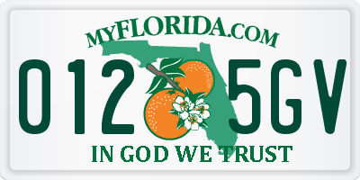 FL license plate 0125GV