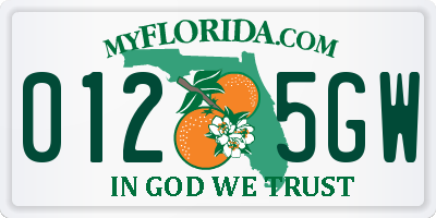 FL license plate 0125GW