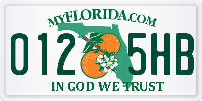 FL license plate 0125HB