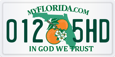 FL license plate 0125HD