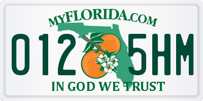 FL license plate 0125HM