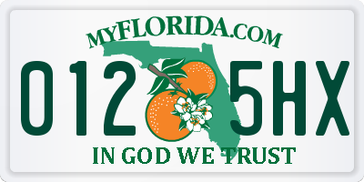 FL license plate 0125HX