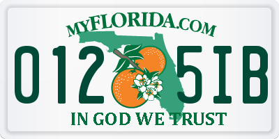 FL license plate 0125IB