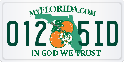 FL license plate 0125ID