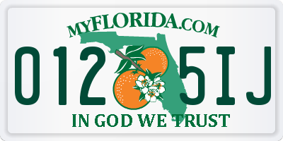 FL license plate 0125IJ