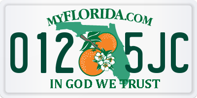 FL license plate 0125JC