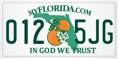 FL license plate 0125JG