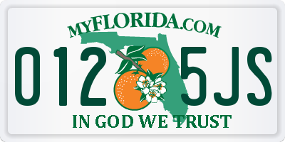 FL license plate 0125JS