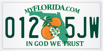 FL license plate 0125JW