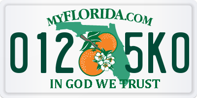 FL license plate 0125KO
