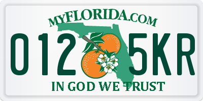 FL license plate 0125KR
