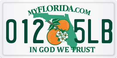 FL license plate 0125LB
