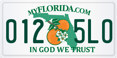 FL license plate 0125LO