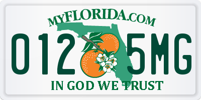 FL license plate 0125MG