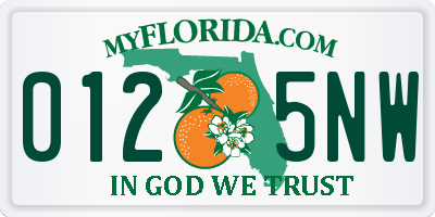 FL license plate 0125NW