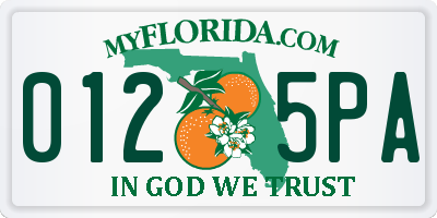 FL license plate 0125PA