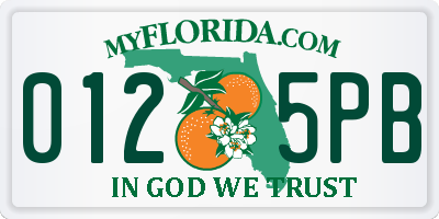 FL license plate 0125PB