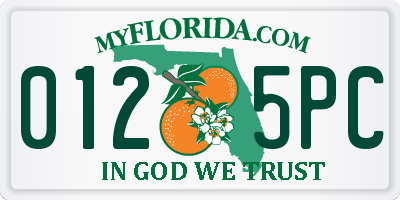 FL license plate 0125PC