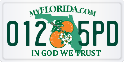 FL license plate 0125PD