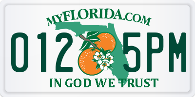 FL license plate 0125PM
