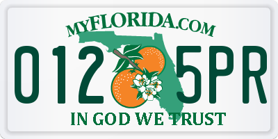 FL license plate 0125PR