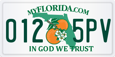FL license plate 0125PV