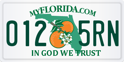 FL license plate 0125RN