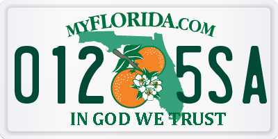 FL license plate 0125SA