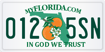 FL license plate 0125SN