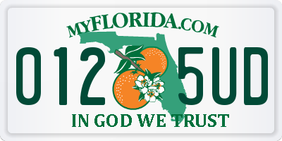 FL license plate 0125UD