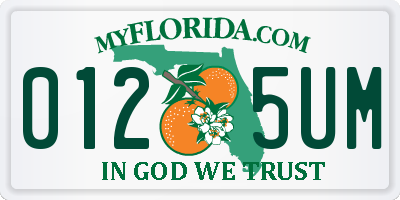 FL license plate 0125UM