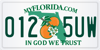 FL license plate 0125UW