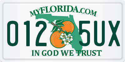 FL license plate 0125UX