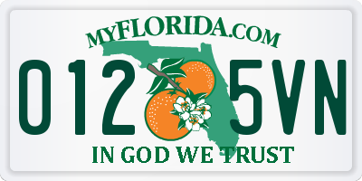 FL license plate 0125VN