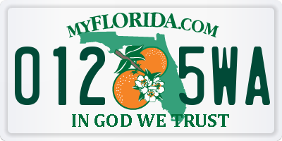 FL license plate 0125WA