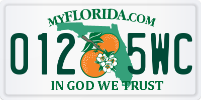 FL license plate 0125WC