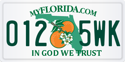 FL license plate 0125WK