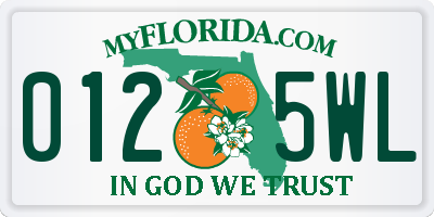 FL license plate 0125WL